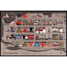 1962. Danmark. Julemærker. Ufoldet helark. Dansk "lille by".